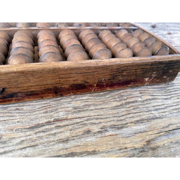 Antique Japanese Wood Abacus Calculator 15 rows 90 beads Signed - Picture 8 of 11